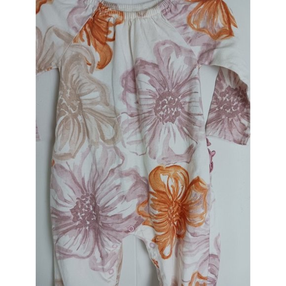 Burts Bee Baby Long Sleeve One Piece Floral Design Romper Girls Size 6-9M - Picture 2 of 8